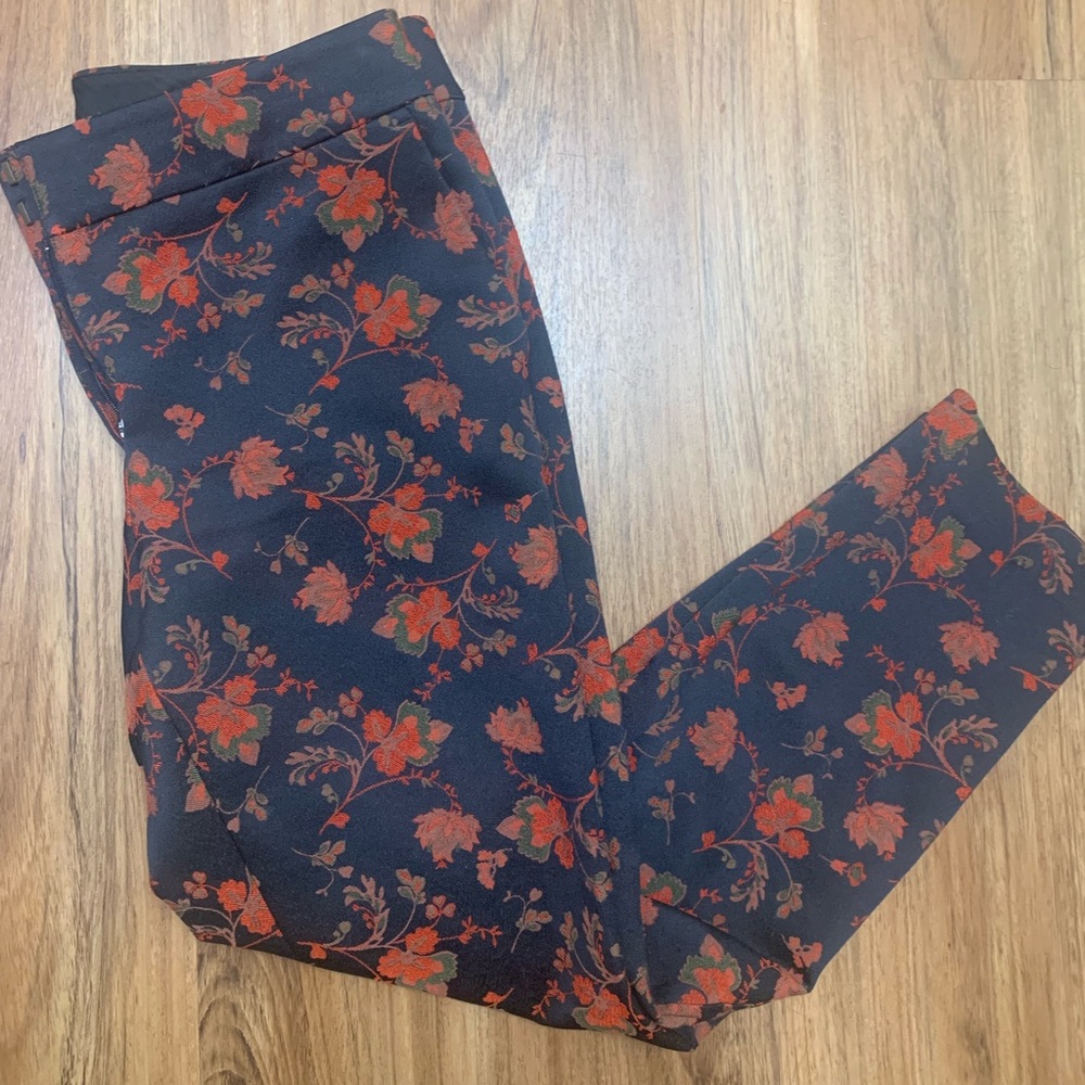 LOFT red floral on navy Marisa pants